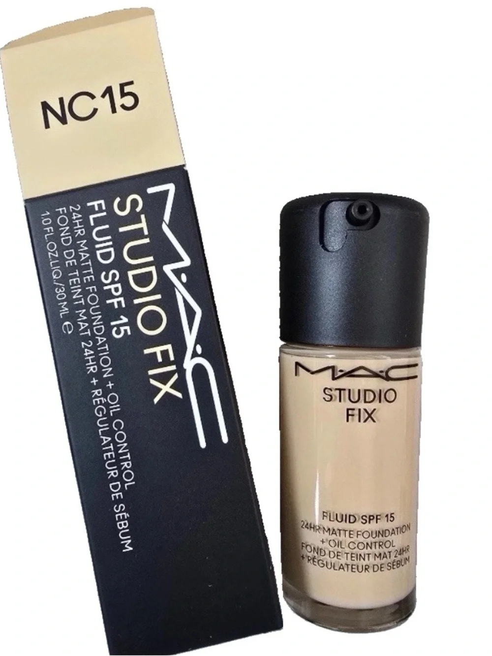 MAC Cosmetics Studio Fix Fluid Foundation NC15 - Natural Beige AUTHENTIC NIB